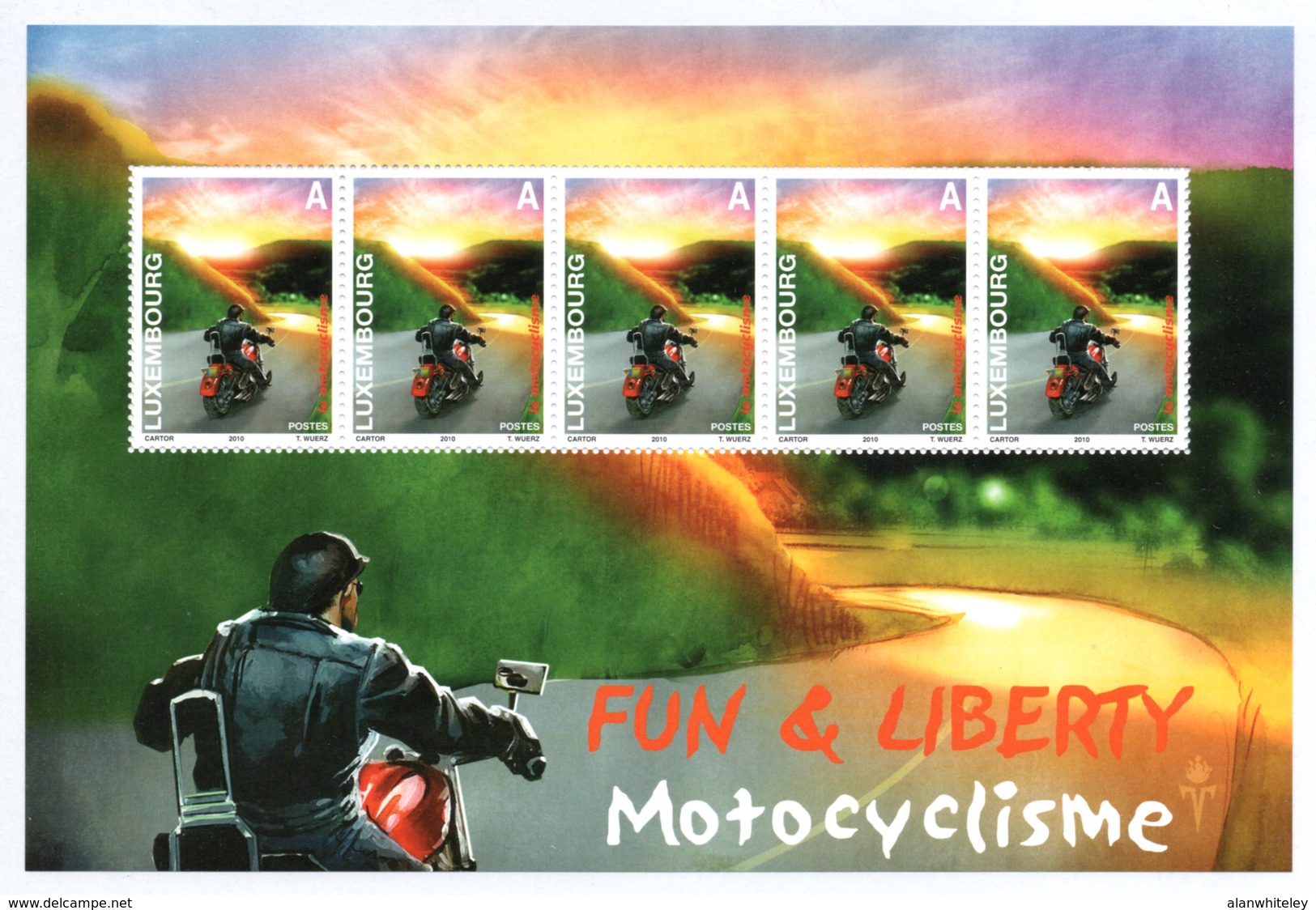 LUXEMBOURG 2010 Leisure & Liberty / Motorcycling: Sheet Of 5 Stamps UM/MNH - Neufs