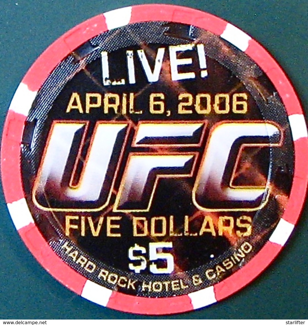 $5 Casino Chip. Hard Rock, Las Vegas, NV. UFC Live 2006, NEW. Only 3000 Made. HR10. - Casino