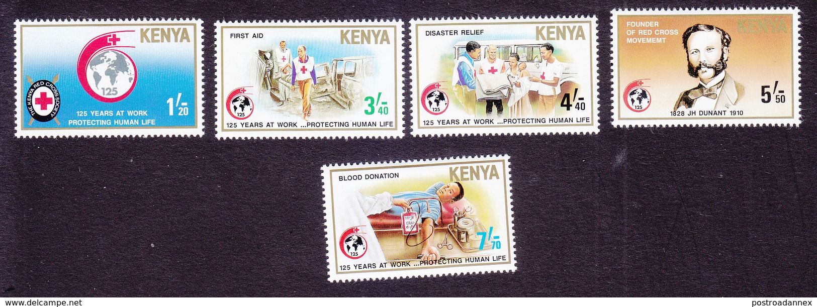 Kenya, Scott #486-490, Mint Hinged, Red Cross, Issued 1989 - Kenya (1963-...)