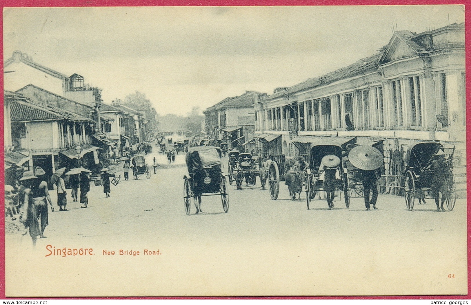 Collection-Singapore (UNC) 1900s New Bridge Road (Rickshaw,Pousse-pousse) N°64 Straits Settlements Union Postale Cpa - Singapore