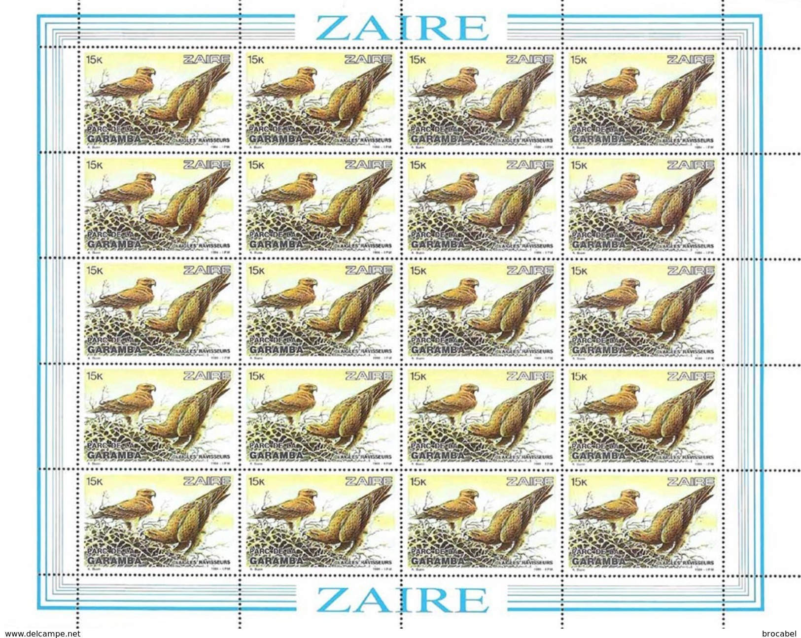 Zaire 1216/20** Parc De La Gramba 5 Sheet / Feuilles De 20 - MNH- Dessin De Buzin - Unused Stamps
