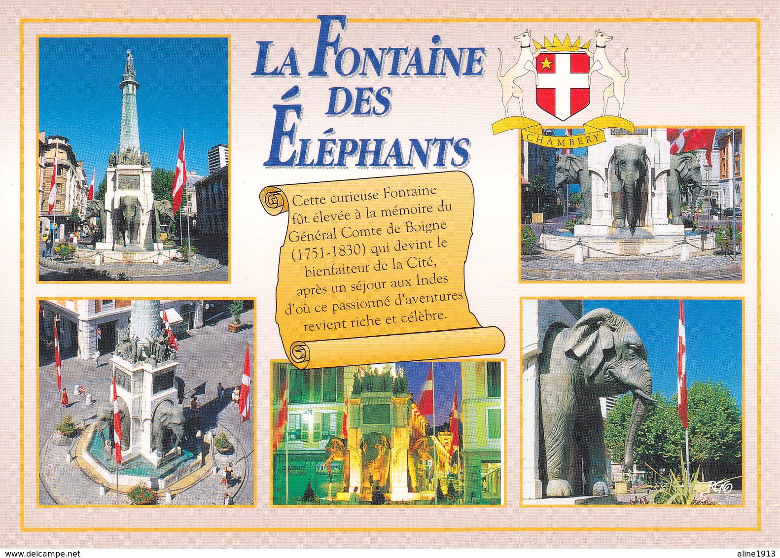 73 CHAMBERY / LA FONTAINE DES ELEPHANTS / MULTIVUES / PETIT HISTORIQUE / BLASON - Chambery