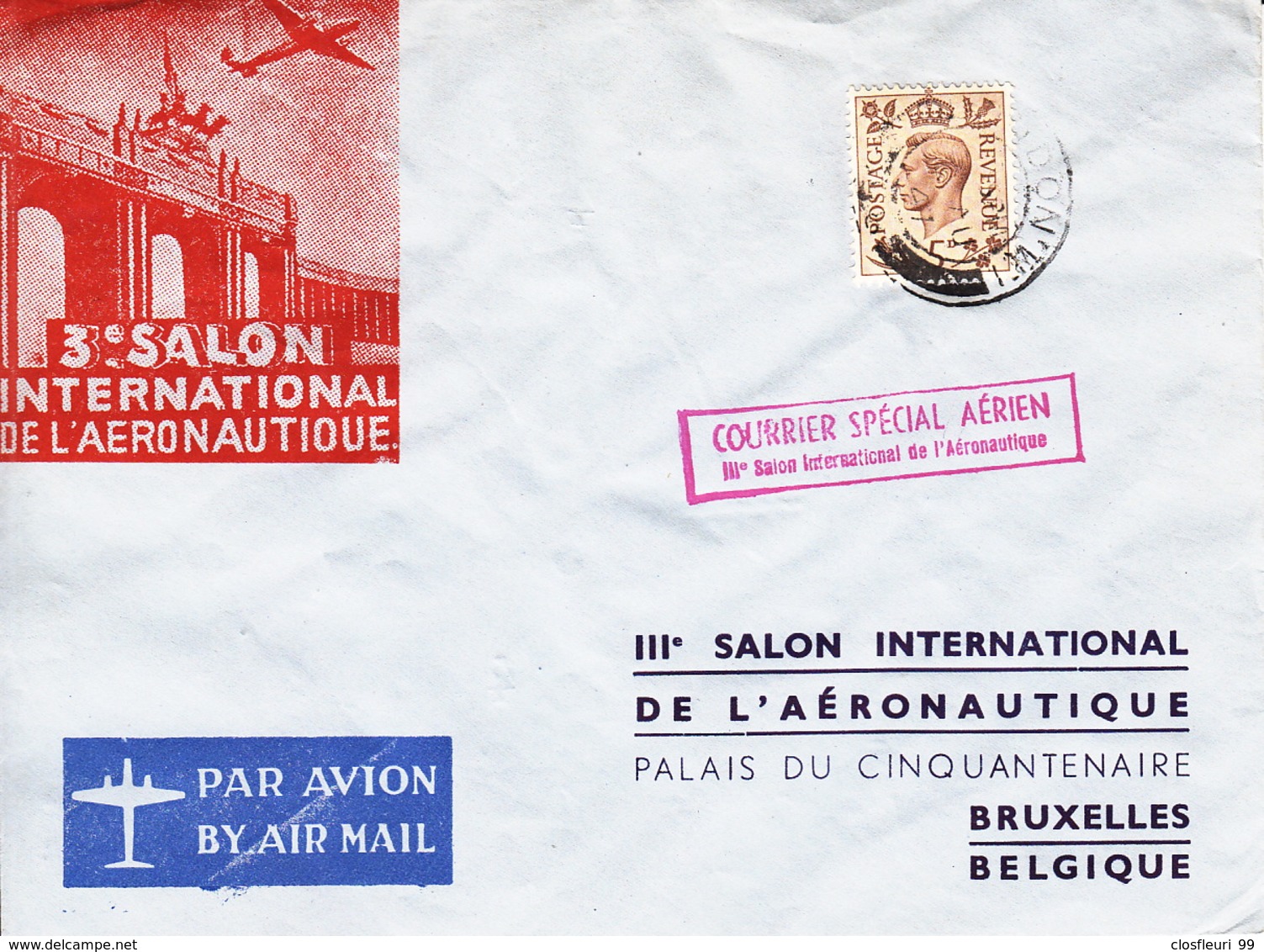 Lettre :  IIIè Salon International  De L'Aéronautique Bruxelles, 2.VIII.1947 / Courrier Special Aérien - Other & Unclassified