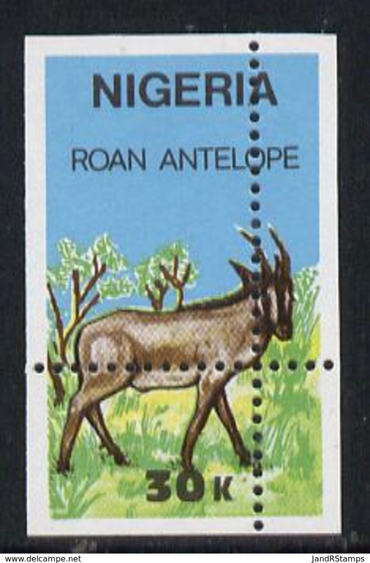 1996 Nigeria 1990 (Animals) Wildlife - Roan Antelope 30k U/m With Horiz & Vert Perfs Misplaced - Nigeria (1961-...)