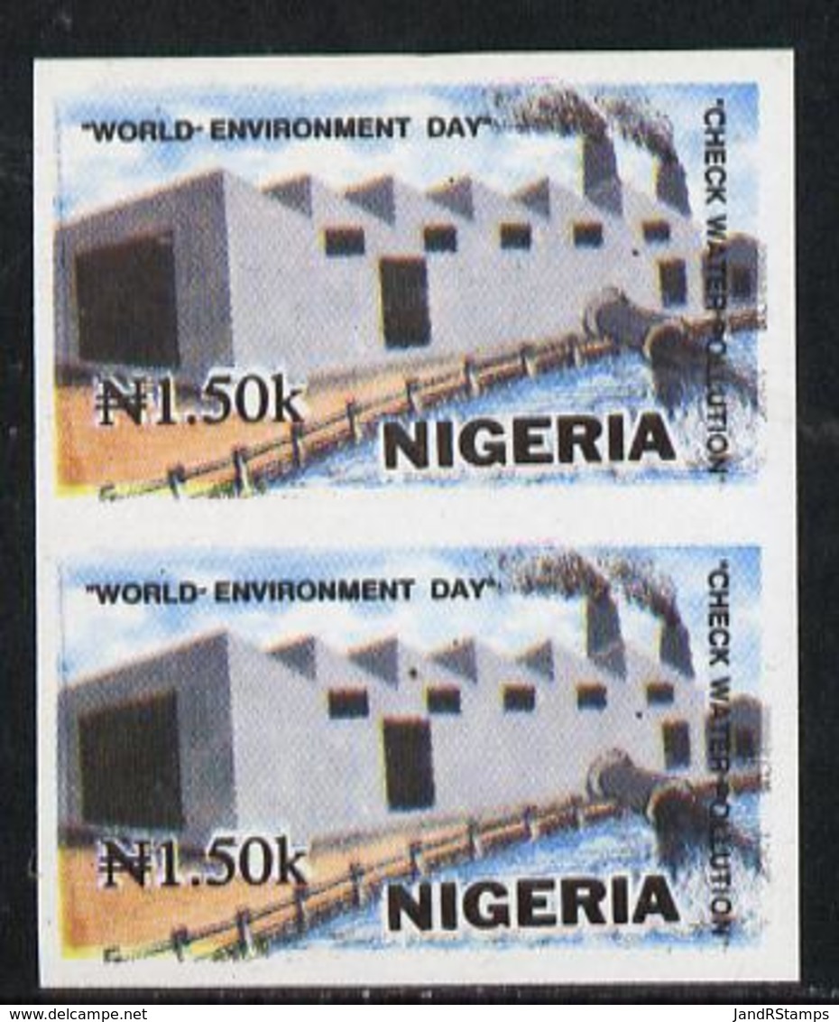 2459 Nigeria 1993 (Irrigation) World Environment Day 1n50 Water Pollution Imperf Pair Unmounted Mint - Nigeria (1961-...)