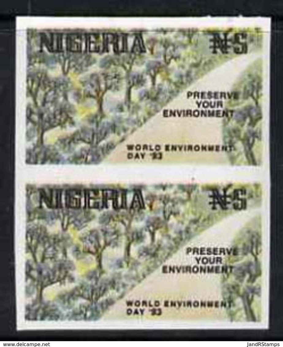 55476 Nigeria 1993 (Trees) World Environment Day 5n Forest Road Imperf Pair Unmounted Mint, SG 657var - Nigeria (1961-...)