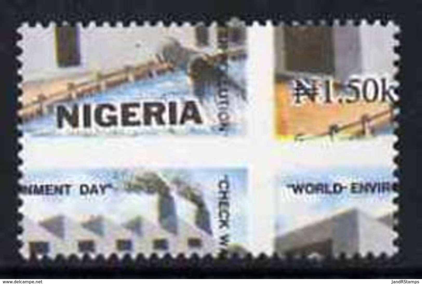 55478 Nigeria 1993 (Irrigation) World Environment Day 1n50 Water Polution With Vert & Horiz Perfs Misplaced - Nigeria (1961-...)