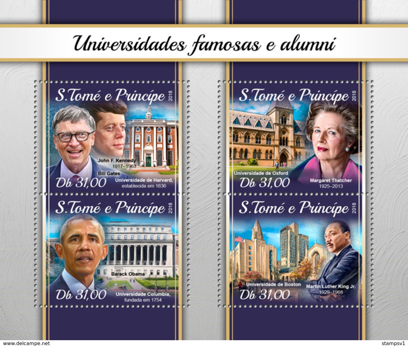 S.Tome&Principe. 2018 Famous Universities And Alumni. (119a) - Martin Luther King