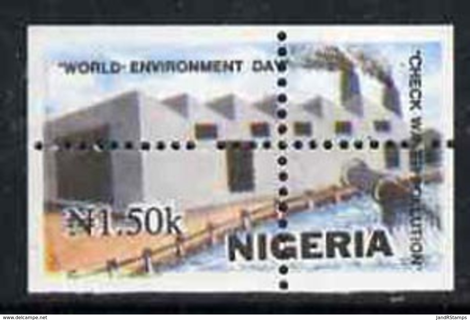 55482 Nigeria 1993 (Irrigation) World Environment Day 1n50 Water Polution With Vert & Horiz Perfs Misplaced - Nigeria (1961-...)