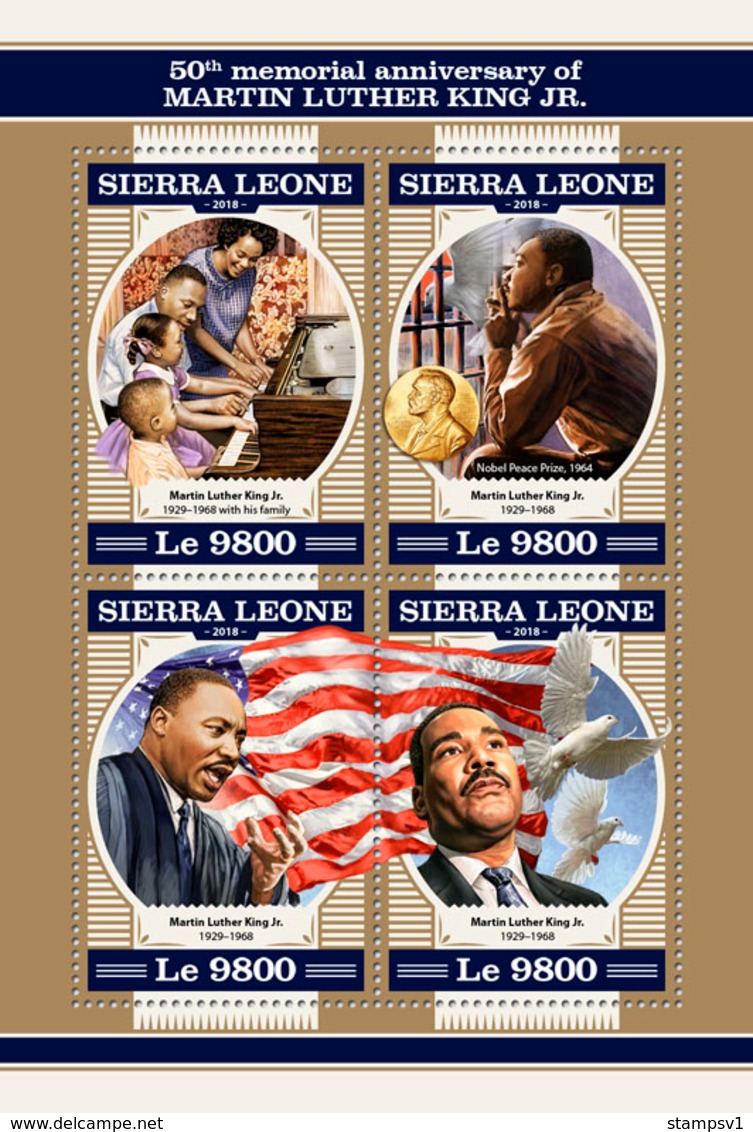 Sierra Leone. 2018 50th Memorial Anniversary Of Martin Luther King Jr. (201a) - Martin Luther King