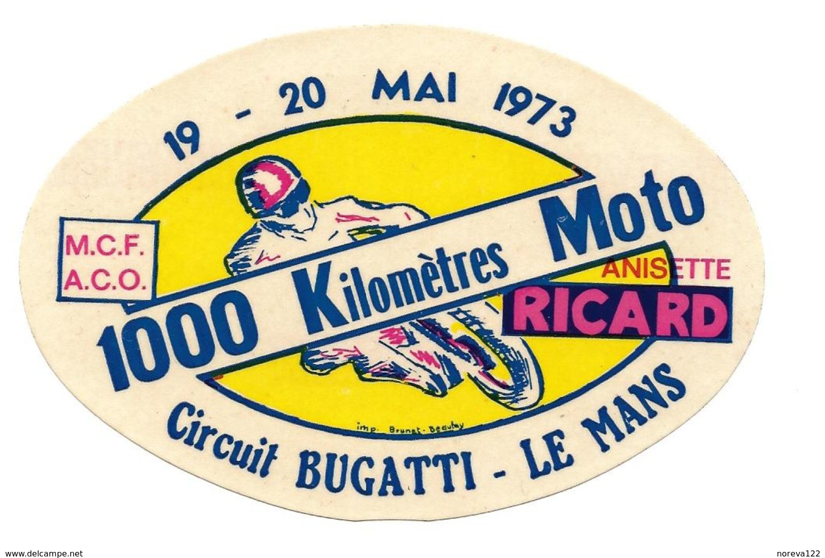 A.C MOTO 1000 Km MOTO 1973 Circuit BUGATTI  LE MANS - Stickers