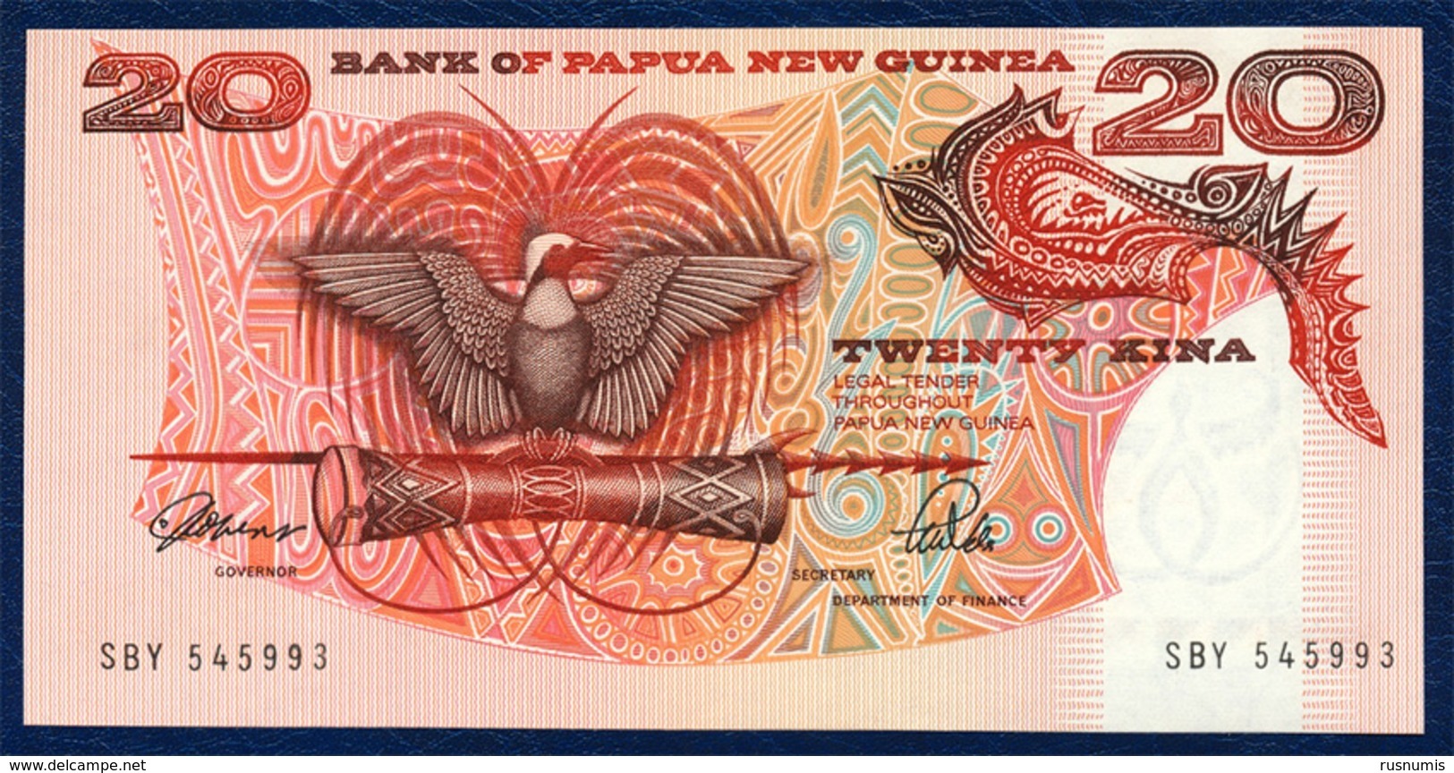 PAPUA NEW GUINEA 20 KINA P-10a SIGNATURES: ToRobert + Vele 1989 - 1992 UNC - Papouasie-Nouvelle-Guinée