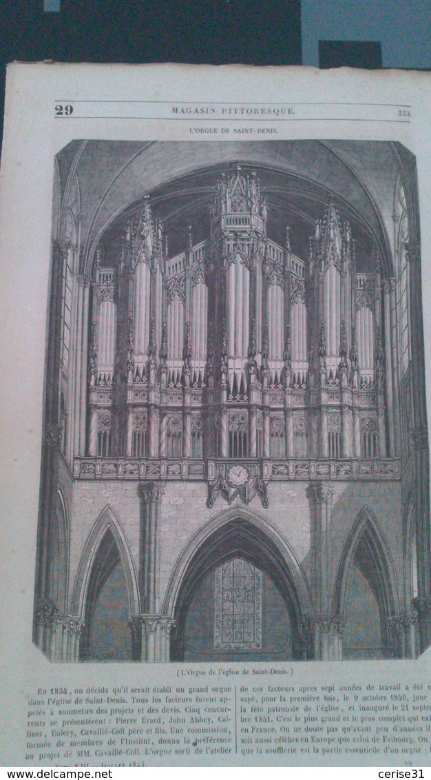 Affiche (gravure) - L'orgue De L'église De SAINT DENIS - Affiches