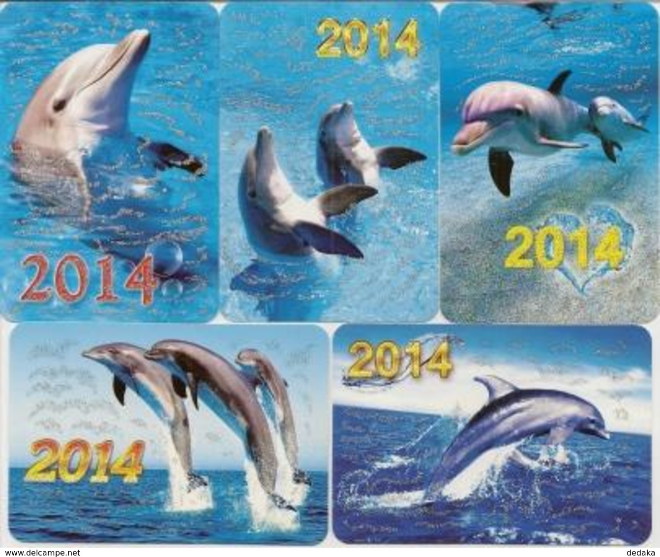 Calendars Russia - 2014 - 5 Pcs.  - Dolphins - Sea - Advertising - Beautiful - Animals - Formato Piccolo : 2001-...