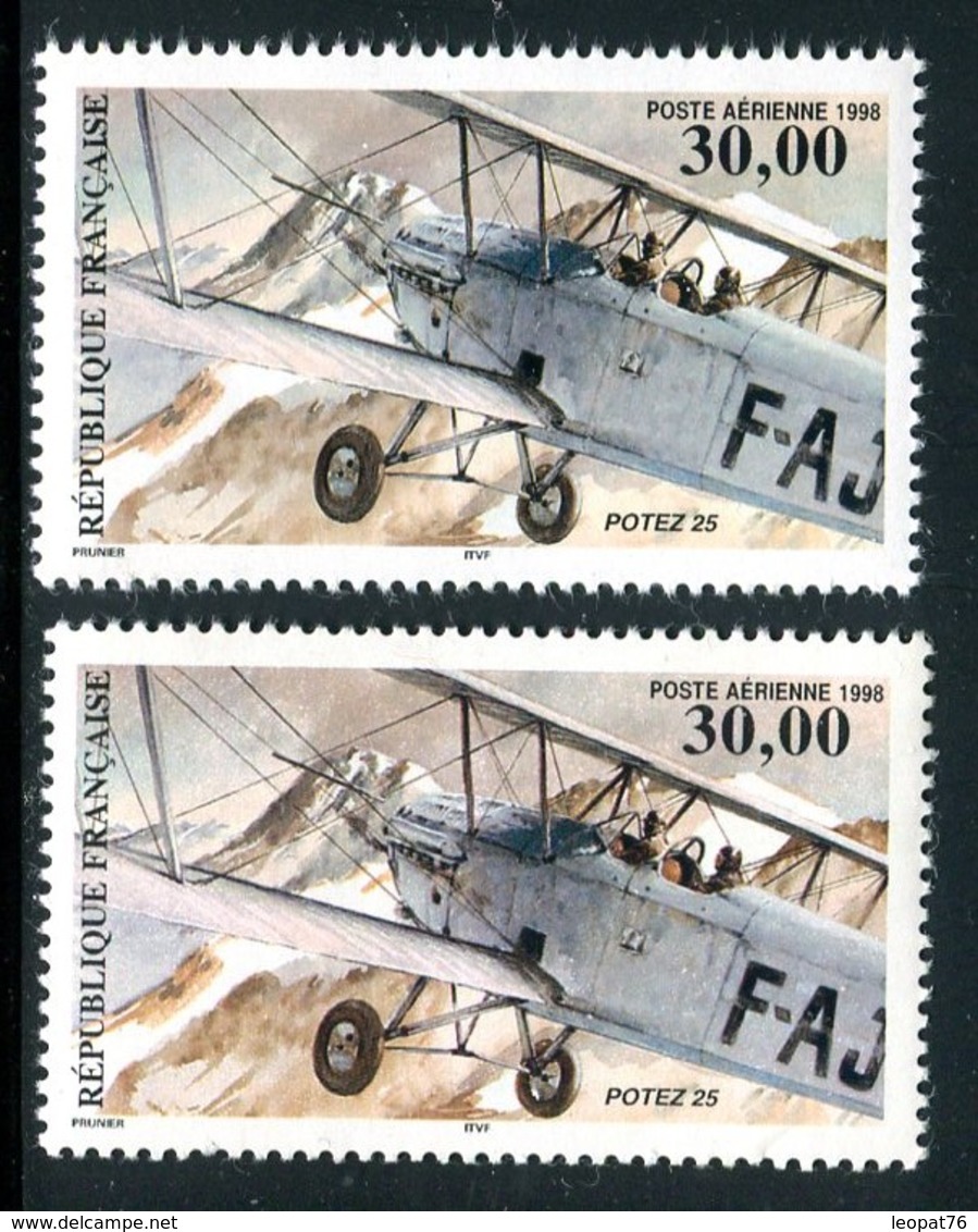 France - N° P.A. 62 - 1 Exemplaire Avion Bleuté + 1 Gris Violet  , Neufs ** - Ref VJ135 - Unused Stamps