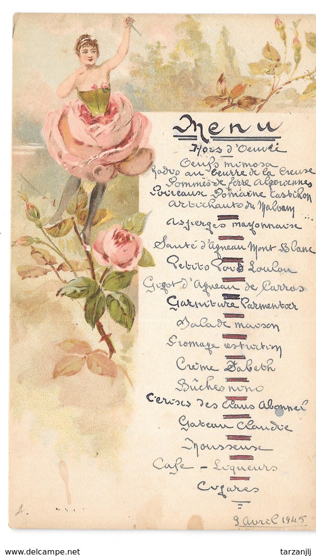 Menu Signé 1945 - Menus