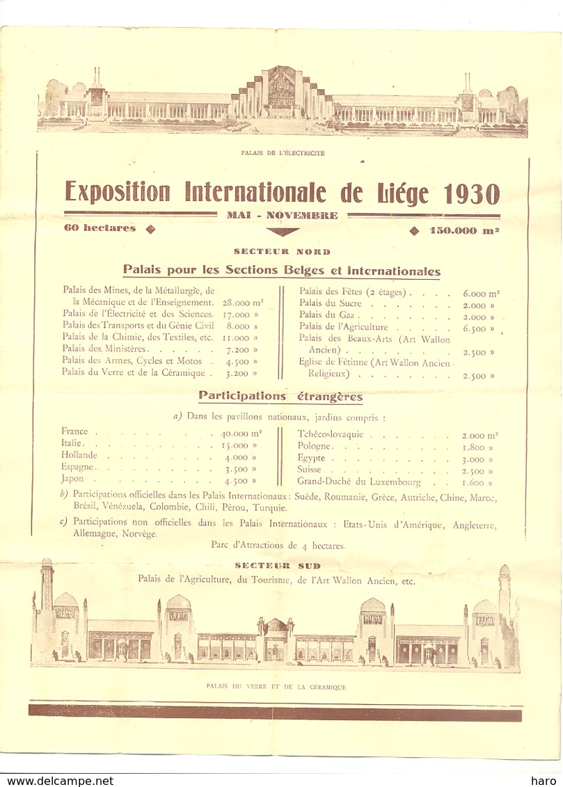 Exposition Internationale De LIège En 1930 - Feuillet De Présentation  (nod) - Programs