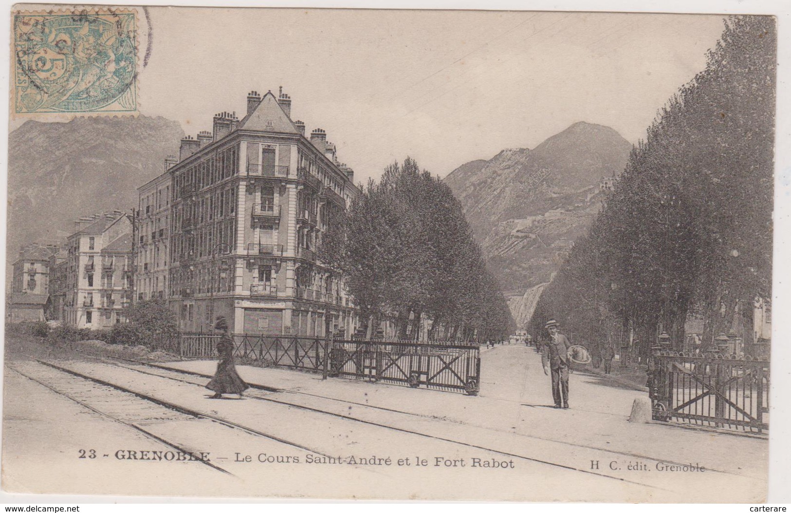 Isère,1908,grenoble ,le Cours Saint André ,et Le Fort  Rabot,rail,barrière Disparue,38 - Grenoble