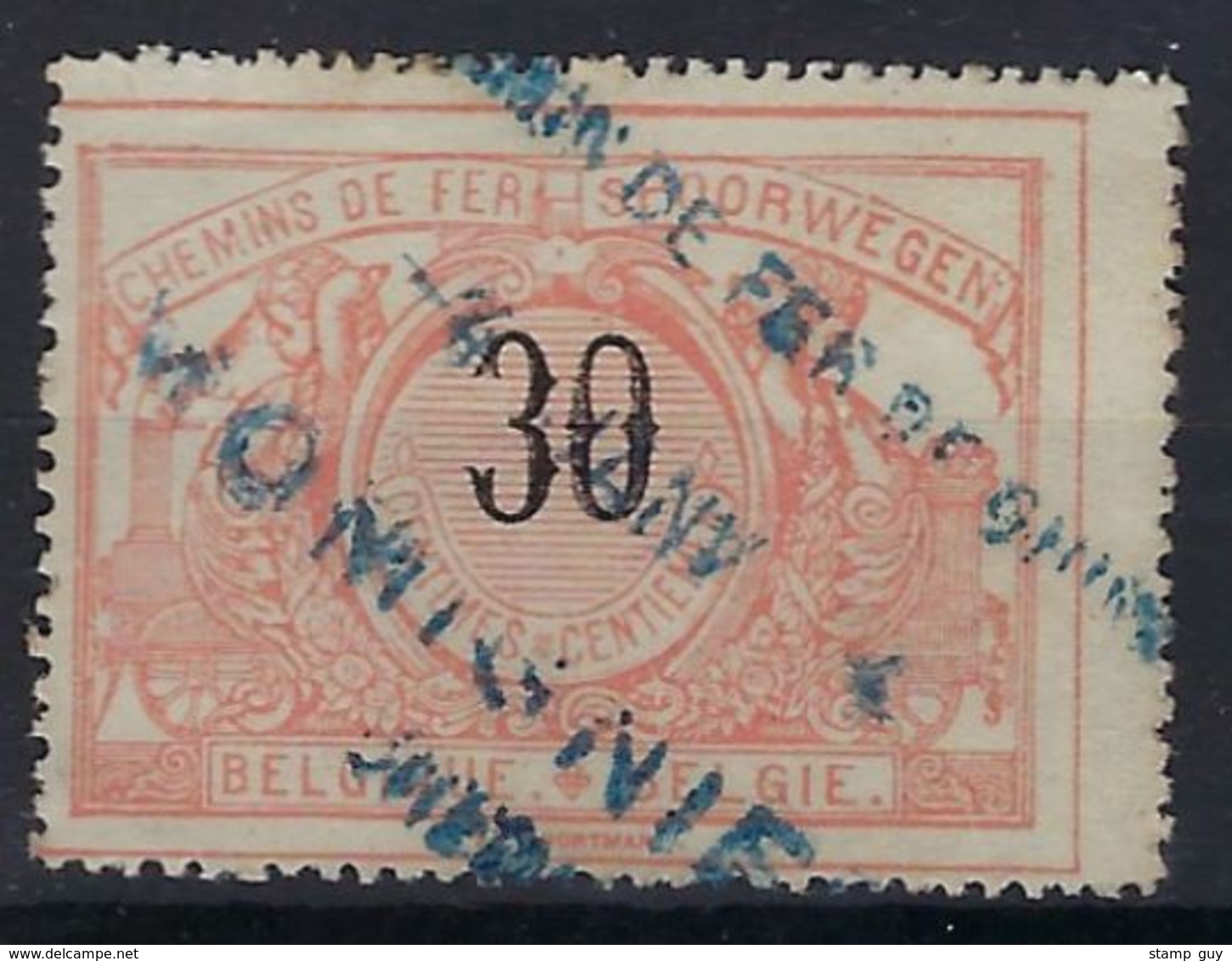 SP19 / TR19 Met BLAUWE Stempel CHEMIN DE FER DE CHIMAY MOMIGNIES  ZONDER KADER ! Inzet 10 € ! - Andere & Zonder Classificatie