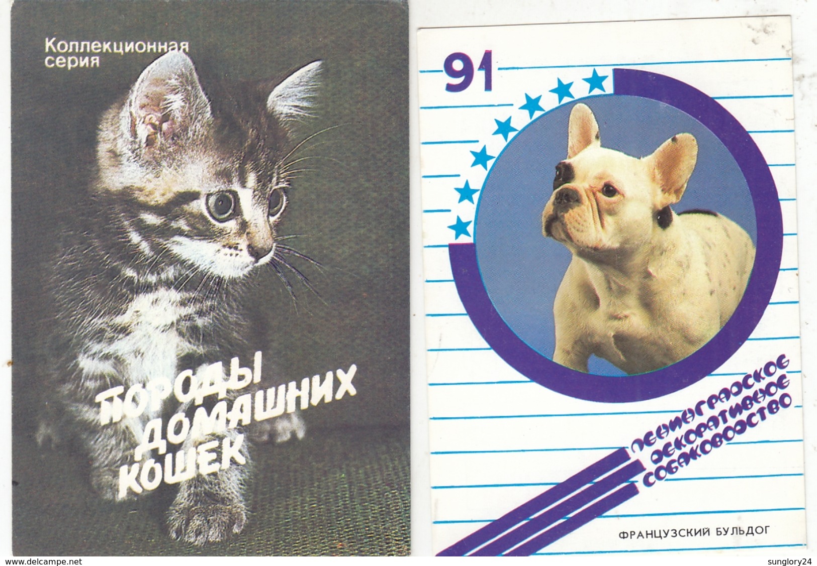 CALENDARIC. 1991 PIECE CATS AND DOGS. RUSSIA. 2 Pieces. *** - Formato Piccolo : 1991-00