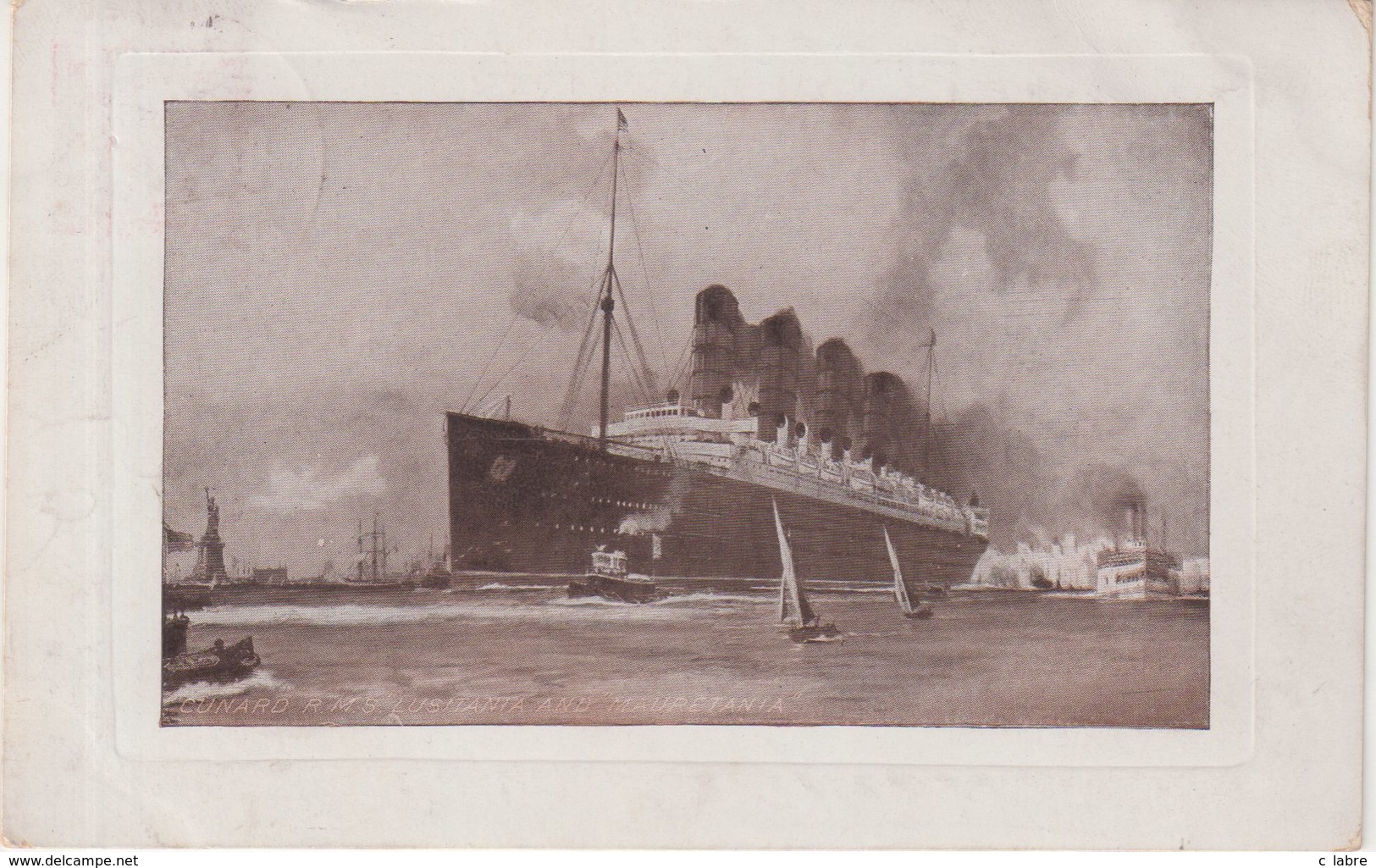 GRANDE - BRETAGNE : CP . POSTED AT SEA . PAQUEBO CARDIFF . 1910 . - Covers & Documents