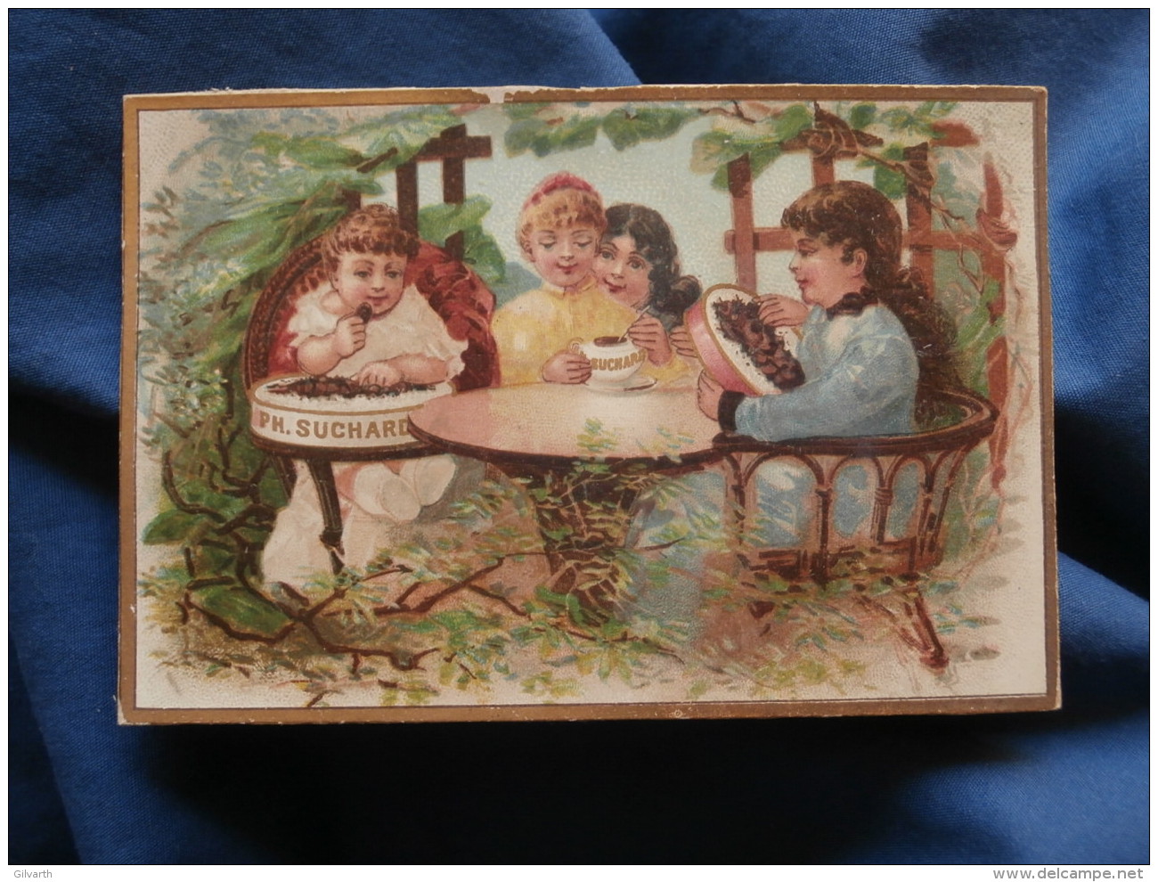 Chromo Chocolat Suchard - Enfants, Broderie En Dégustant Du Chocolat L376 - Suchard