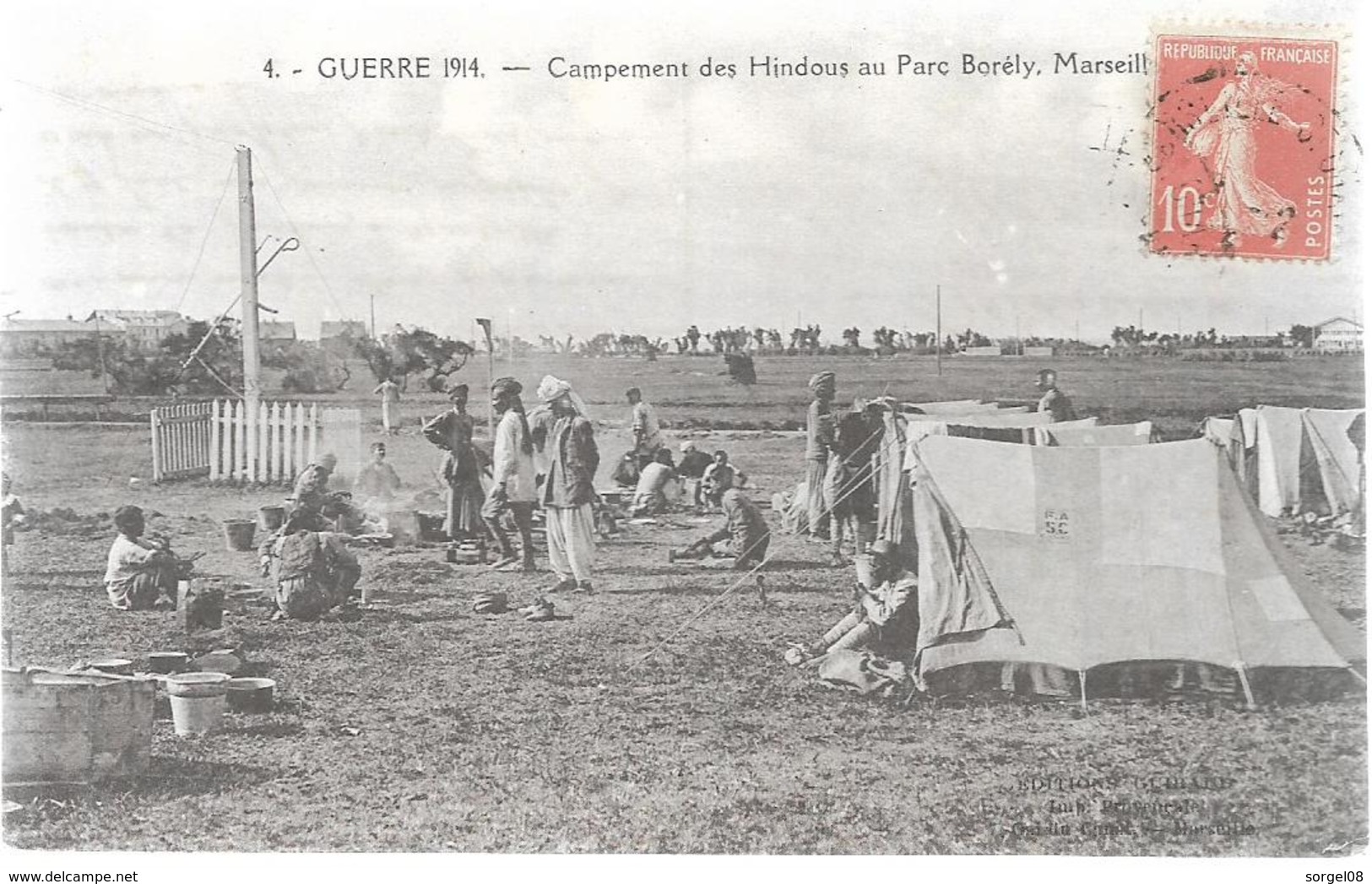 13 MARSEILLE Guerre 14 18 Militaria Campement Des Hindous Au Parc Borely - Sin Clasificación