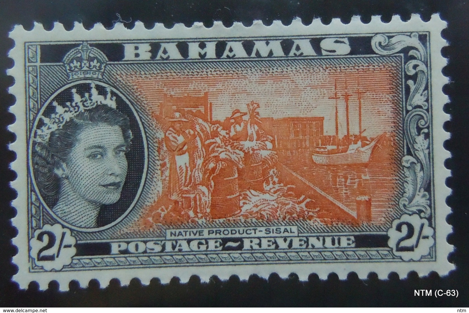 BAHAMAS 1954 Queen Elizabeth II Stamps: 1S. & 2S. SG 211-212. Scott 168-169. MH - 1859-1963 Colonia Británica