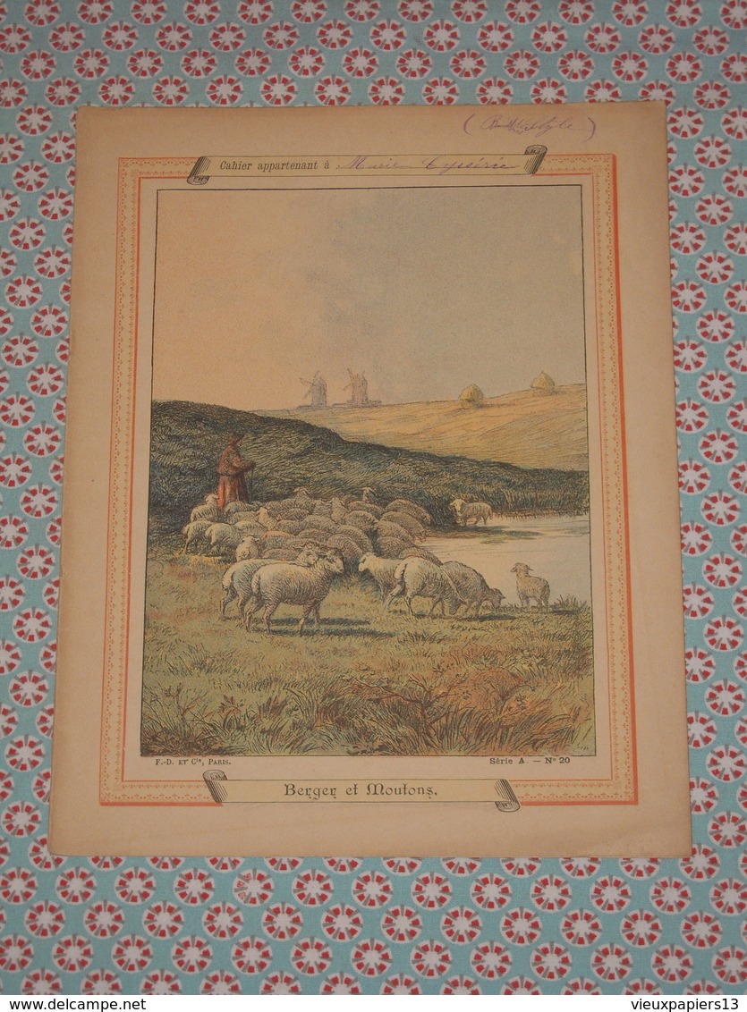 Couverture Illustrée D'ancien Cahier D'écolier - Berger Et Moutons - Fin XIXe - Other & Unclassified