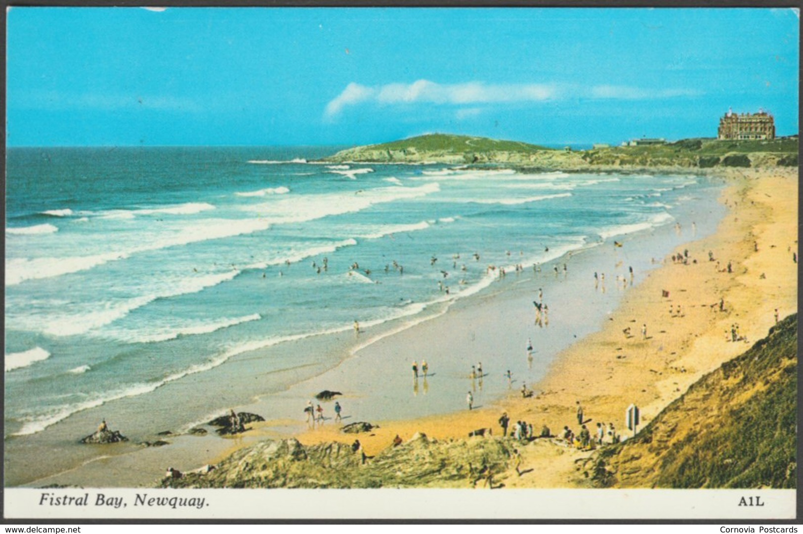 Fistral Bay, Newquay, Cornwall, 1973 - Harvey Barton Postcard - Newquay