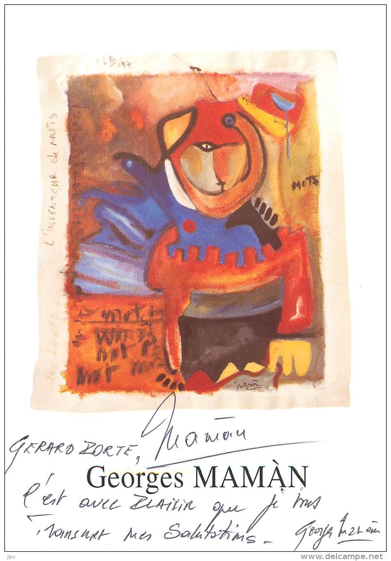 VERITABLE AUTOGRAPHE SUR CARTE PROMOTIONNELLE - ARTISTE PEINTRE GEORGES MAMAN - EXPOSITION A PARIS 11e - Autres & Non Classés