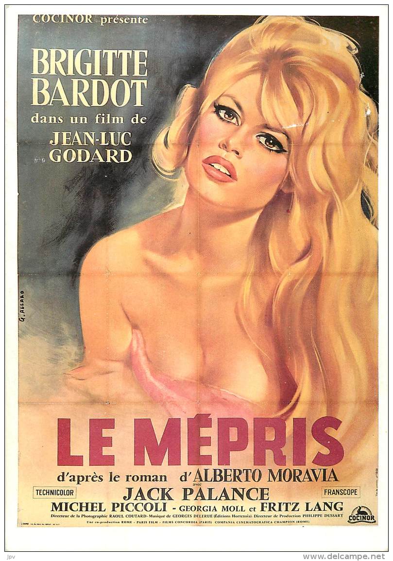 VERITABLE AUTOGRAPHE SUR CARTE PROMOTIONNELLE - AFFICHE "LE MEPRIS" -  ACTEUR MICHEL PICCOLI - Autres & Non Classés