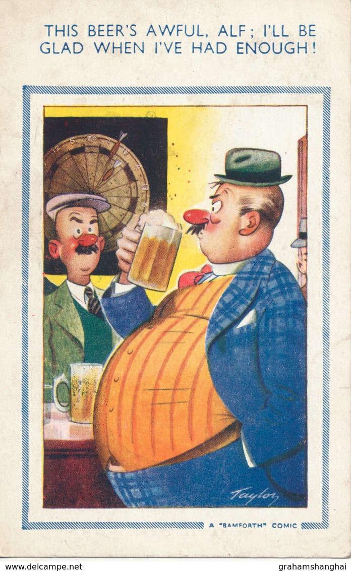 Postcard Humorous "This Beer's Awful I'll Be Glad When I've Had Enough Of It" Posted 1949 - Humor