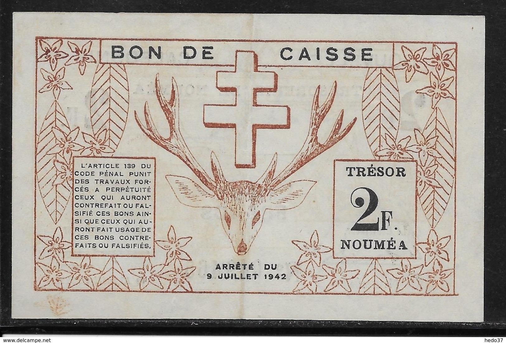 Nouvelle Calédonie - 2 Francs - 29-3-1943 - Pick N°56 - SUP - Andere - Oceanië