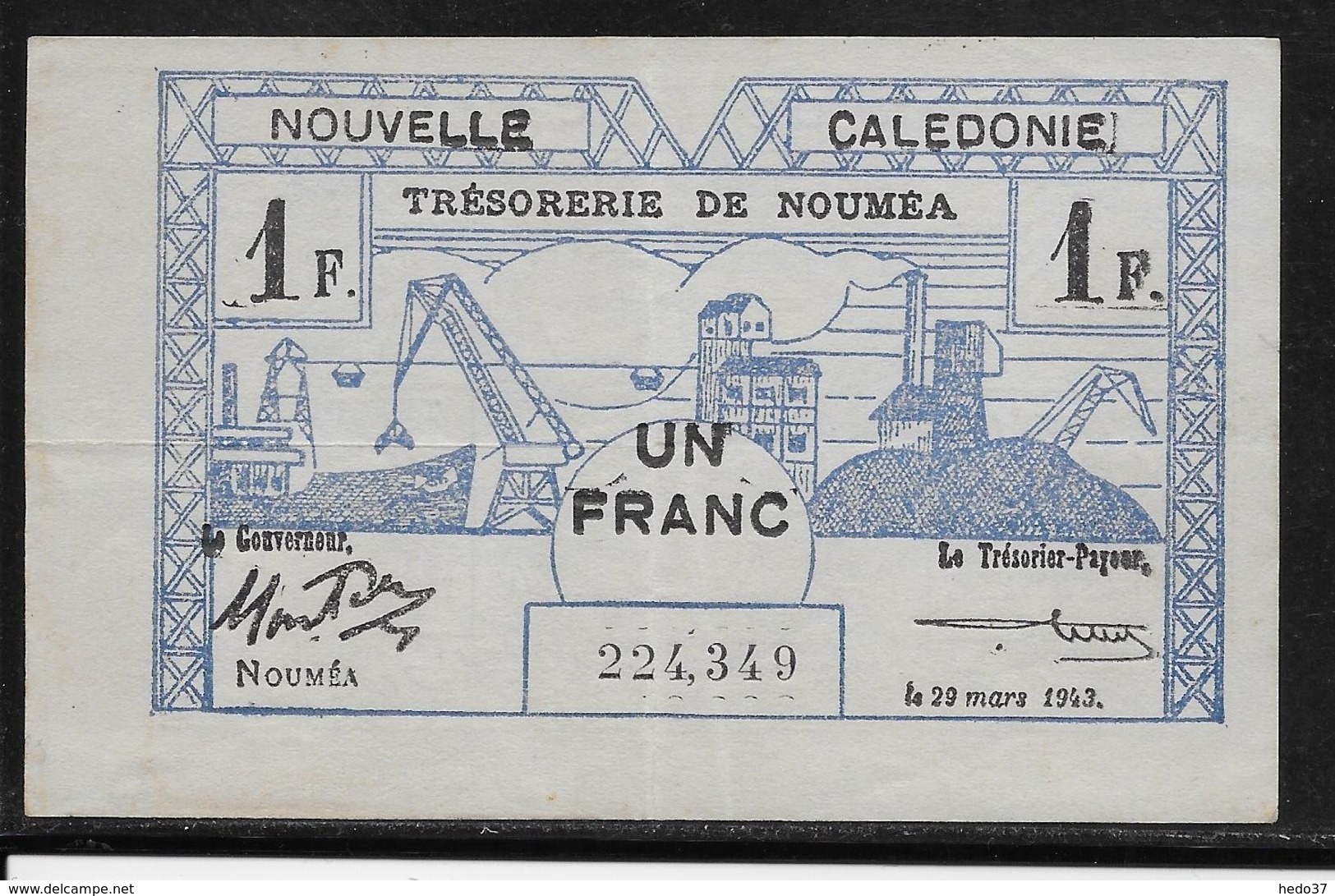 Nouvelle Calédonie - 1 Franc - 29-3-1943 - Pick N°55 - SUP - Otros – Oceanía