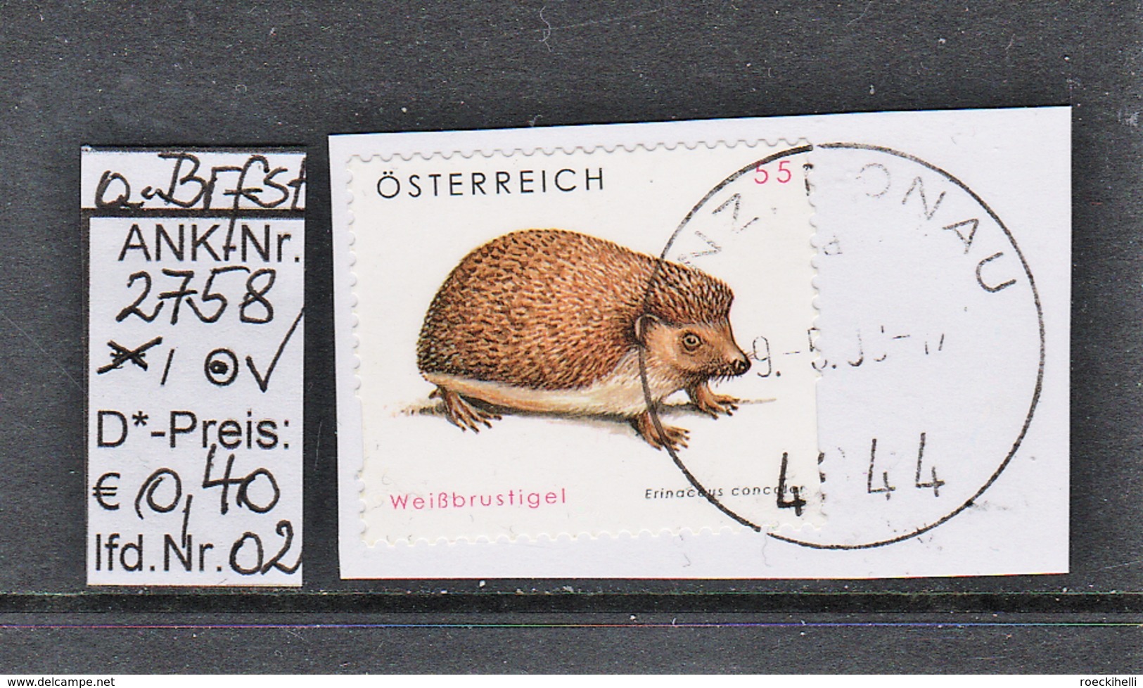 5.5.2008 - SkFM/DM "Tierschutz-Weißbrustigel"  -  O Gestempelt Auf Briefstück - Siehe Scan (2758o 02,05 ABs) - Gebraucht