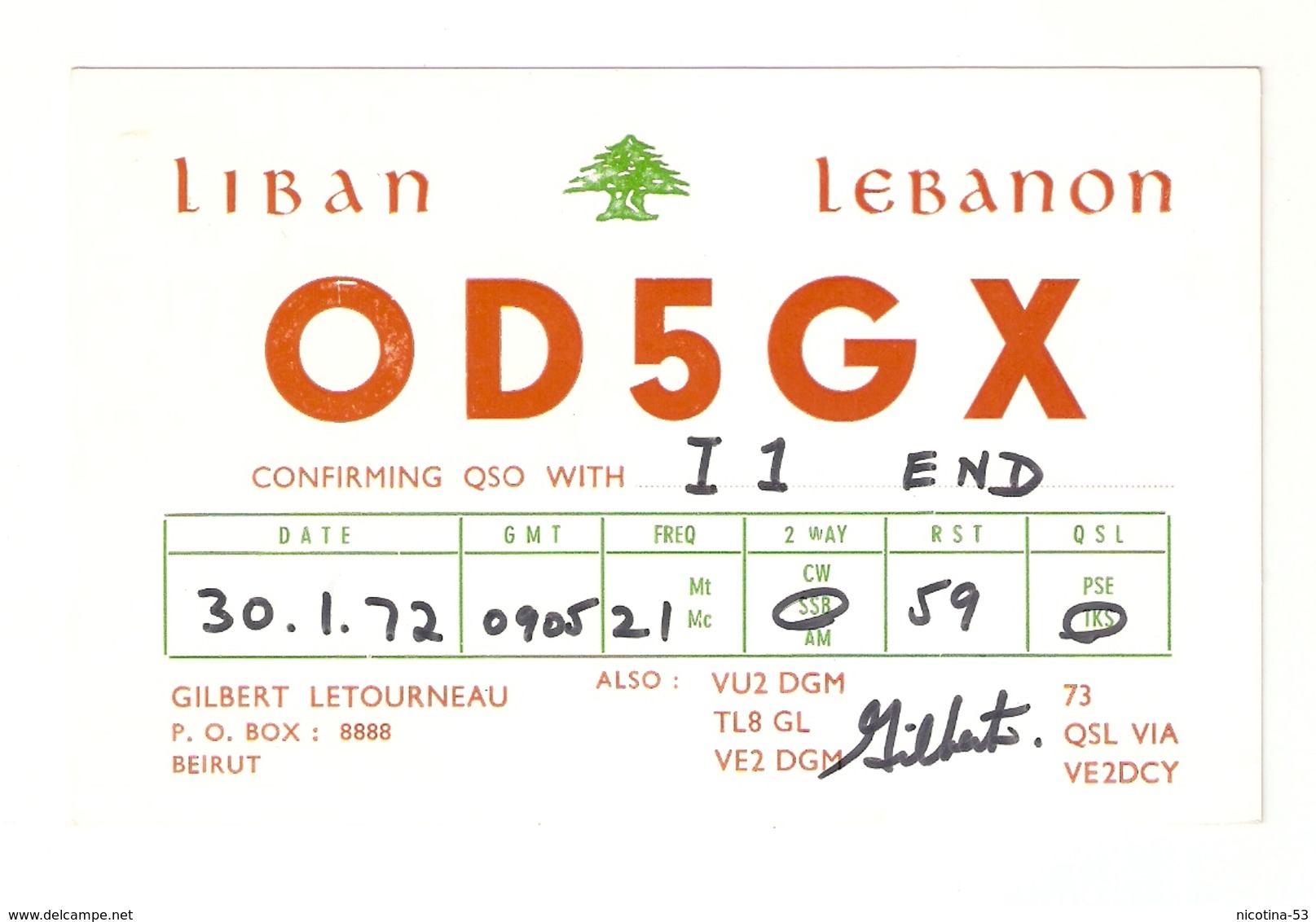 CT--02435-- CARTONCINO-LIBANO-BEIRUT- 1972 - CB