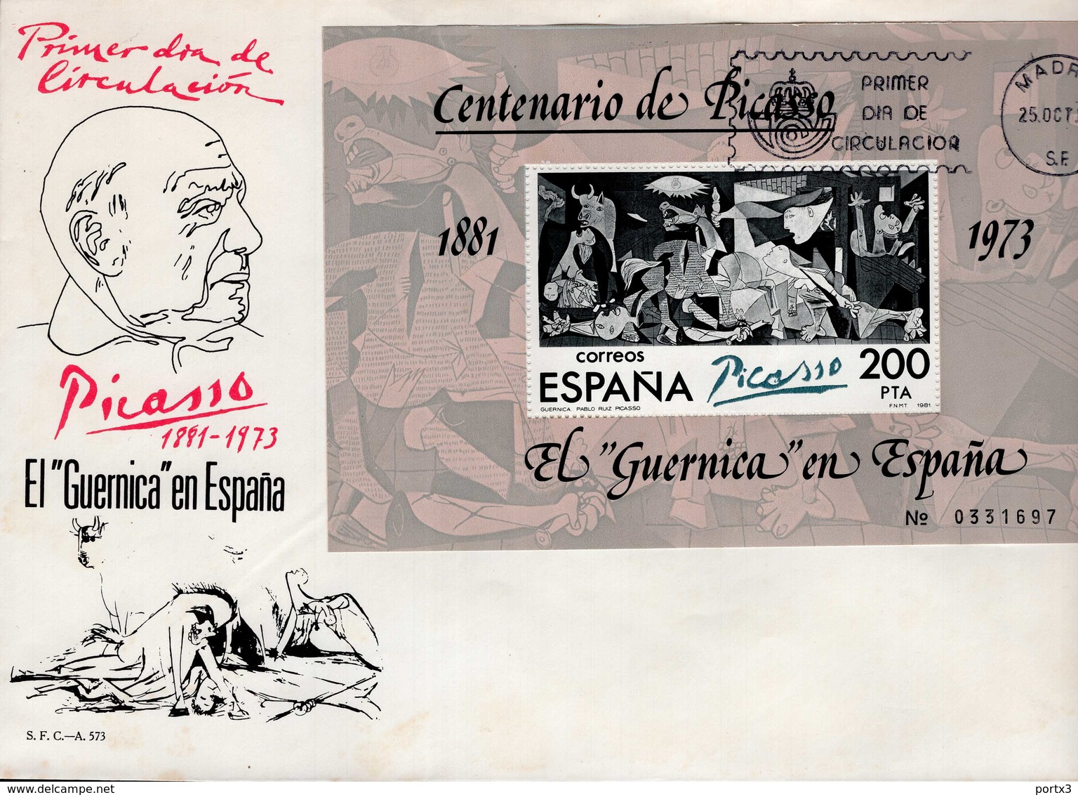 Spanien Block 23 I Picasso Auf FDC - Blocs & Hojas