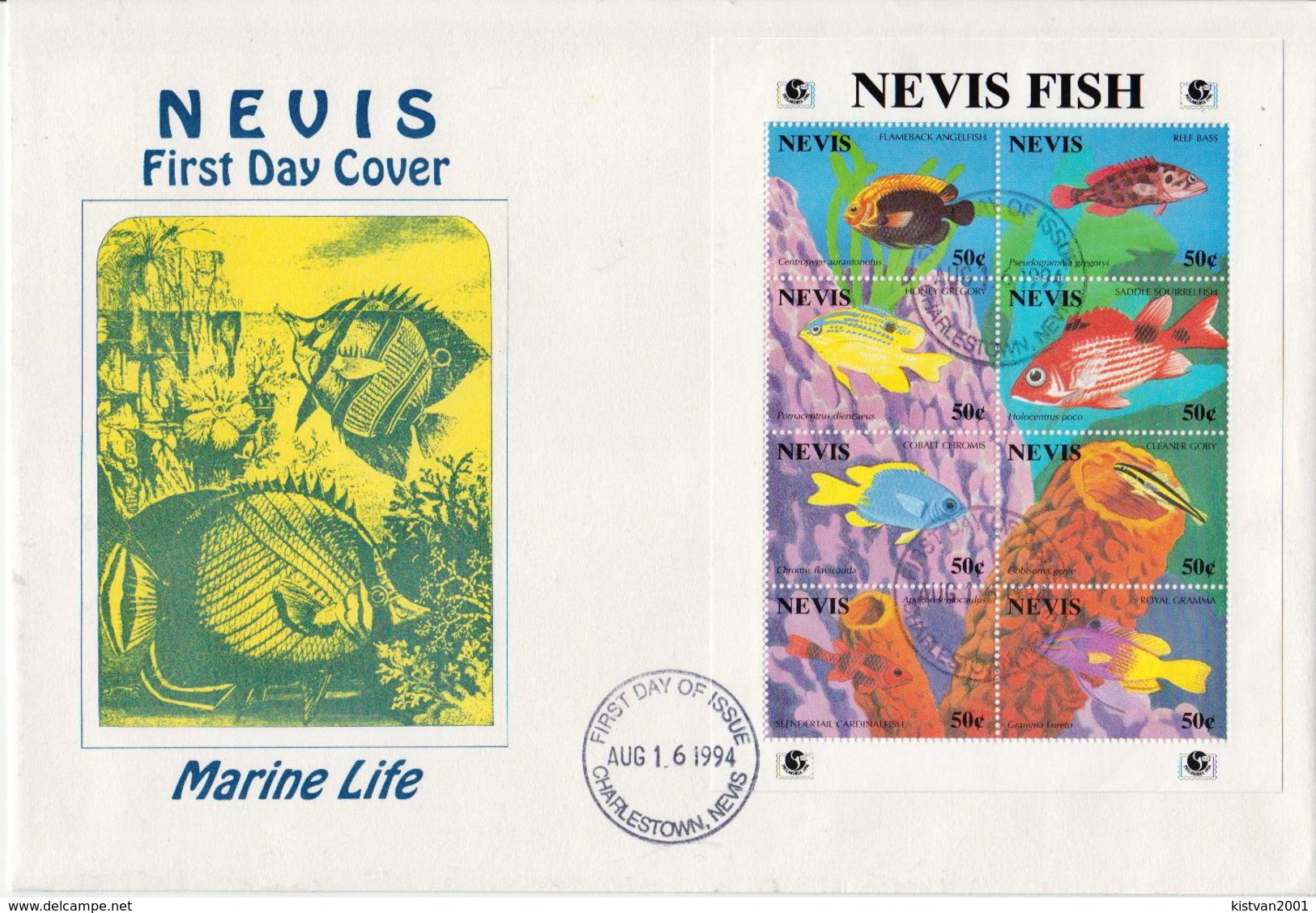 Nevis Marine Life Sheetlet On FDC - Marine Life