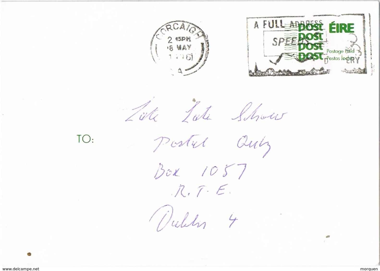 28298. Entero Postal CORCAIGH (Irlanda) Eire 1996 - Postal Stationery