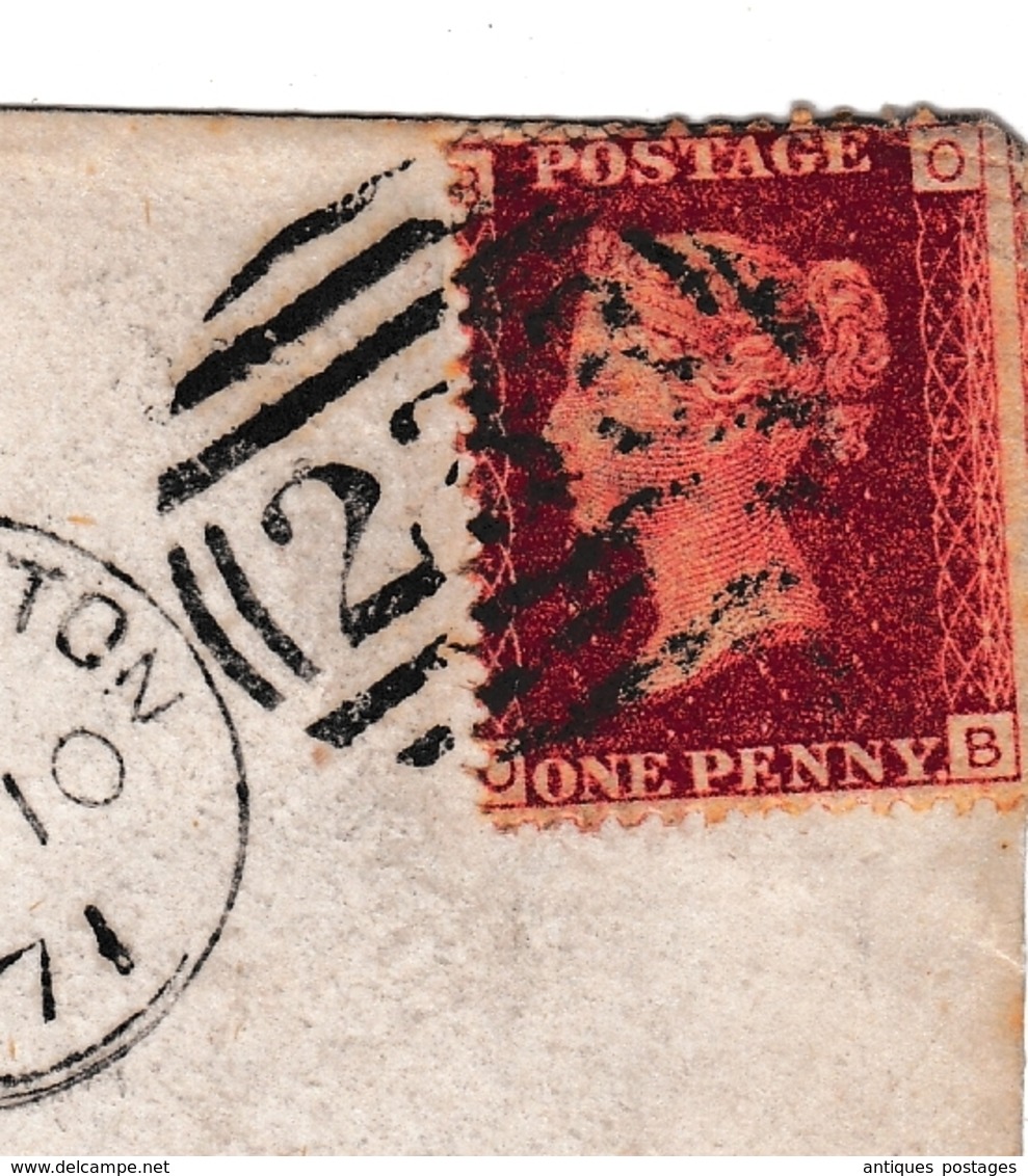 Lettre 1871 Angleterre 1 Penny Queen Victoria Darlington Ord & Maddison Malton - Covers & Documents