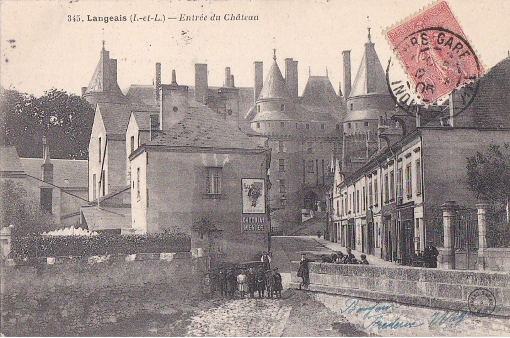 37 LANGEAIS  Groupe D' ENFANTS à L' Entrée Du CHATEAU  Timbre 1905 - Langeais