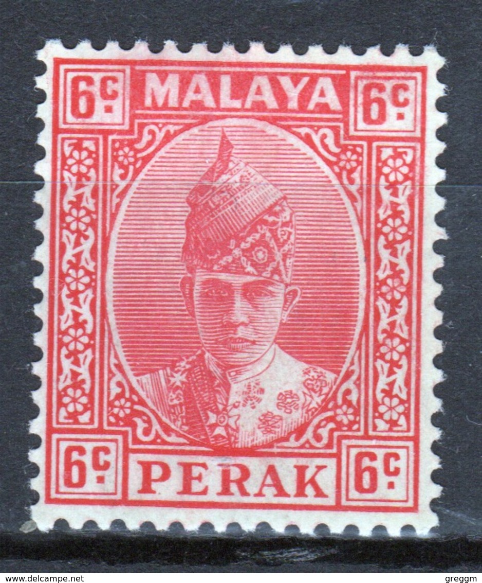 Malaya Perak 1938 Sultan Iskandar Six Cent Scarlet Mounted Mint Stamp. - Perak