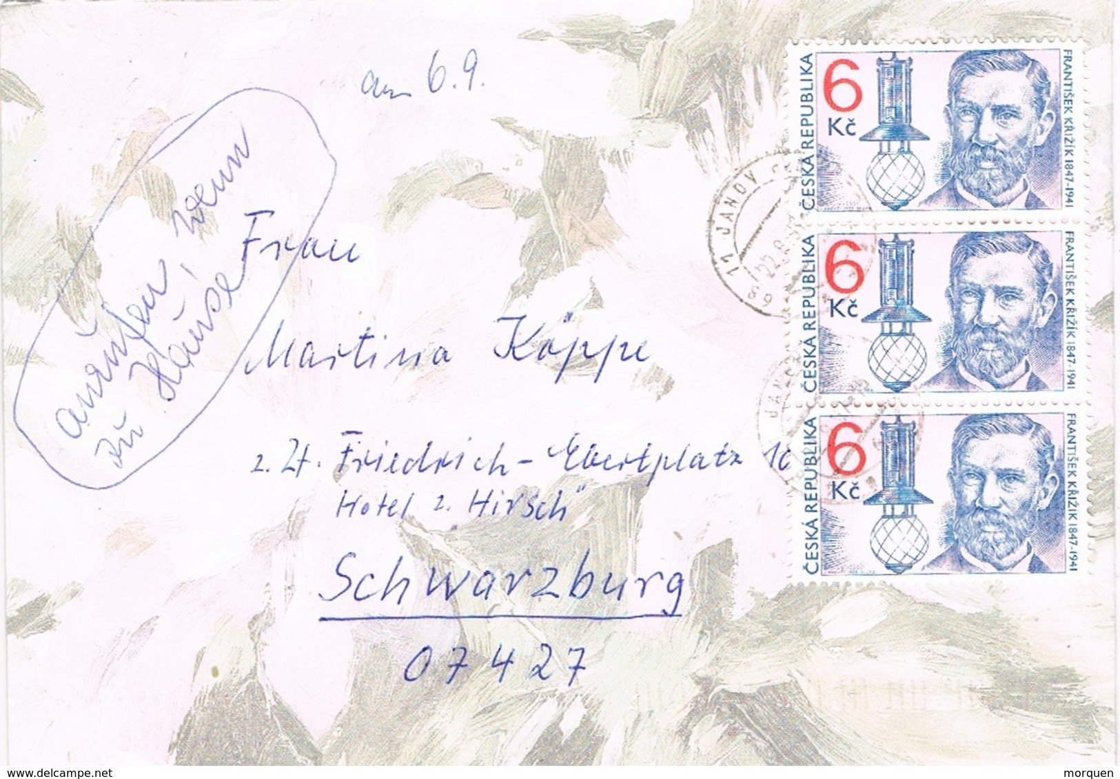 28301. Carta JANOV (Republica Checa) 1997 To Germany - Cartas & Documentos