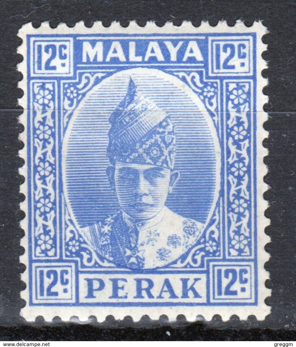 Malaya Perak 1938 Sultan Iskandar Twelve Cent Bright Ultramarine Mounted Mint Stamp. - Perak