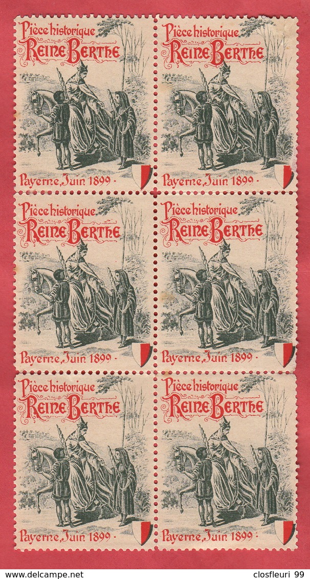 Pièce Historique "Reine Berthe", Payerne (CH) 1899 / 6 Vignettes Neuves - Erinnophilie