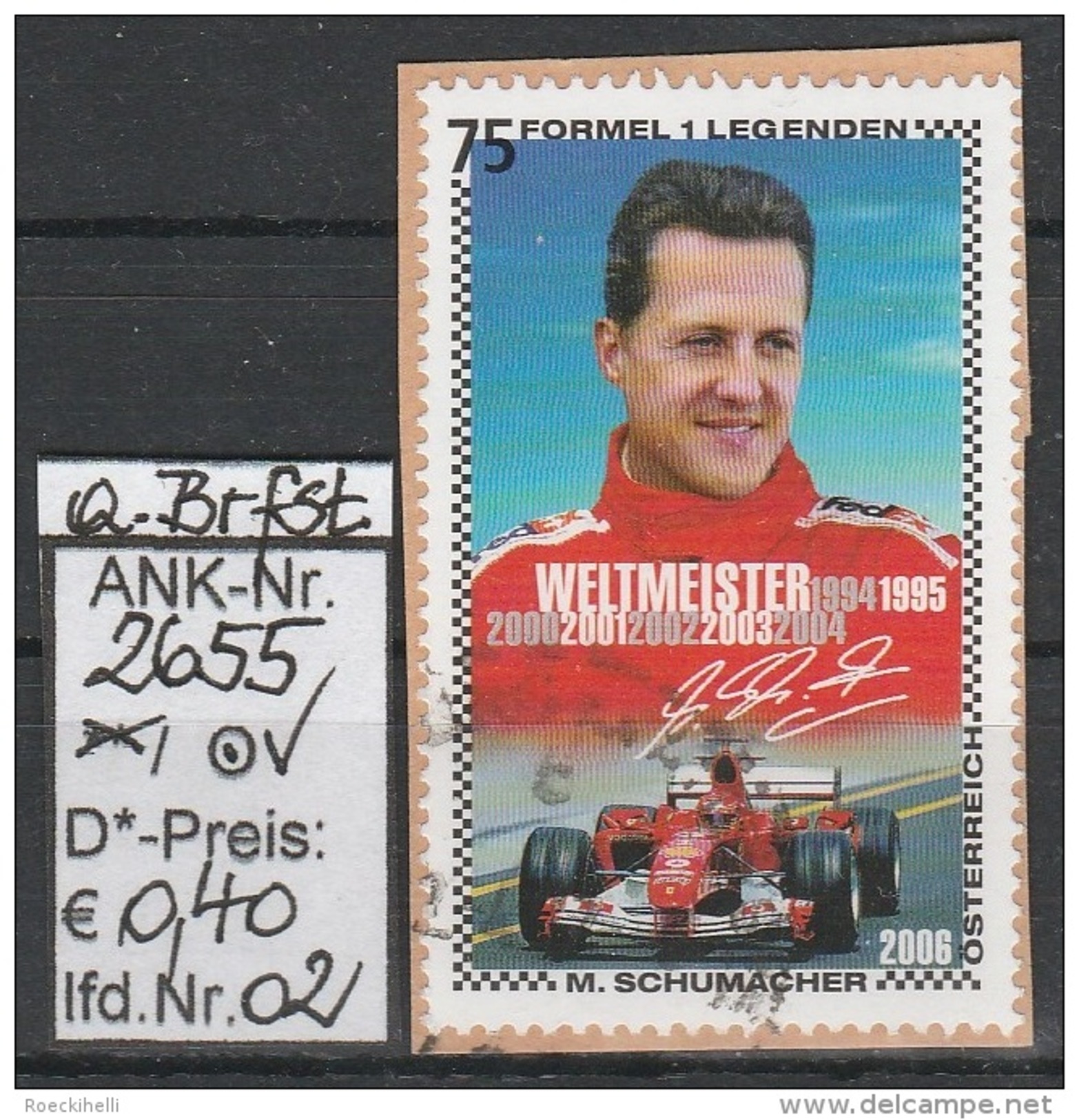 4.12.2006 - SM "Formel 1 Legenden - Michael Schumacher"  -  O  Gestempelt - Siehe Scan (2655o 02-04) - Gebraucht