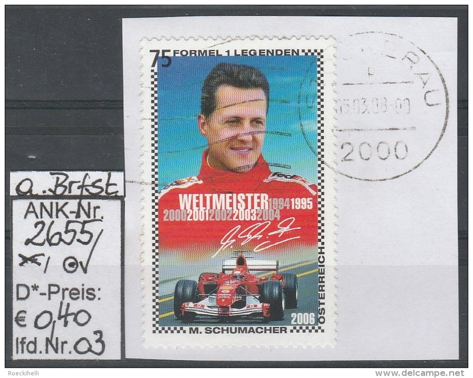 4.12.2006 - SM "Formel 1 Legenden - Michael Schumacher"  -  O  Gestempelt - Siehe Scan (2655o 02-04) - Gebraucht