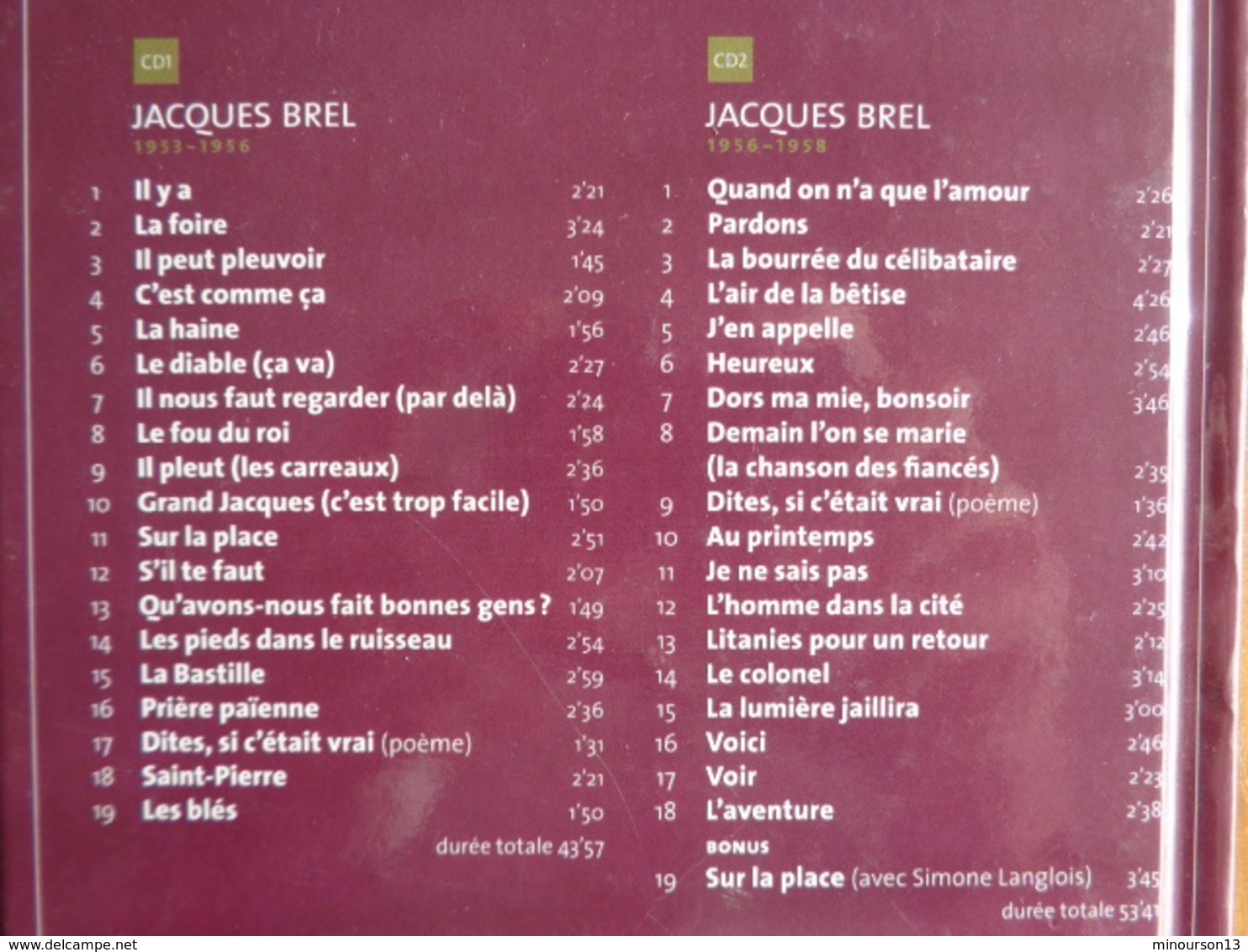 JACQUES BREL LIVRET BD + 2 CD - EDITIONS BD MUSIC