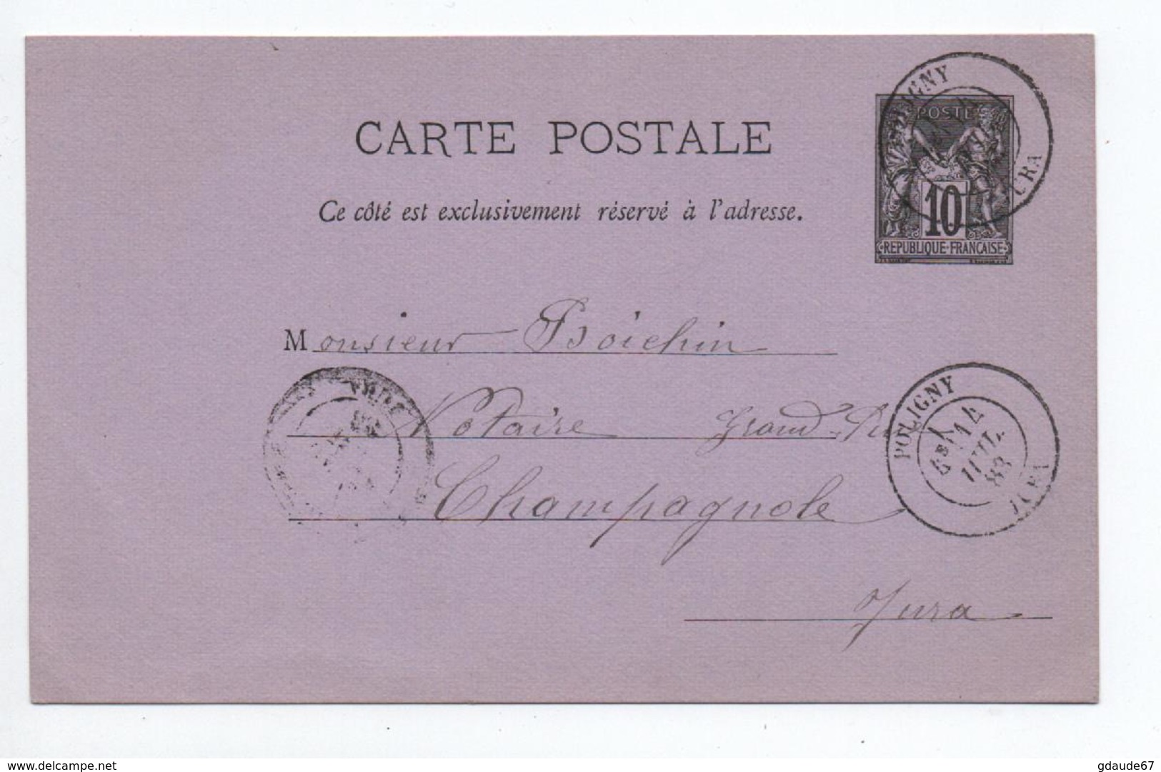 1883 - ENTIER TYPE SAGE De POLIGNY (JURA) - 1877-1920: Période Semi Moderne